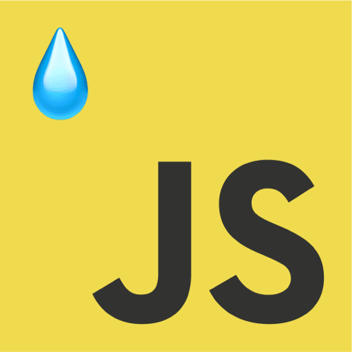 JavaScript logo with a drop of sweat